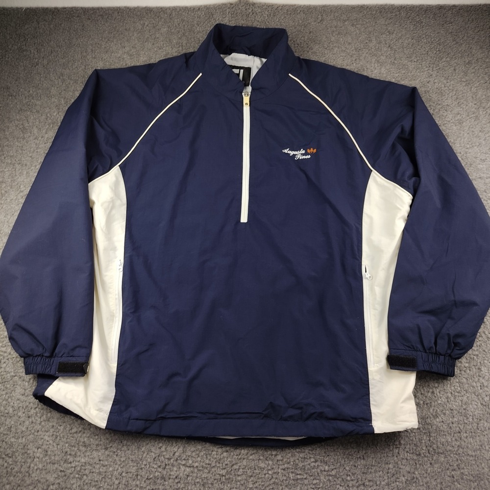 FootJoy FJ Windbreaker Jacket Mens 2XL XXL 1/4 Zip Navy Blue Augusta Pines Golf